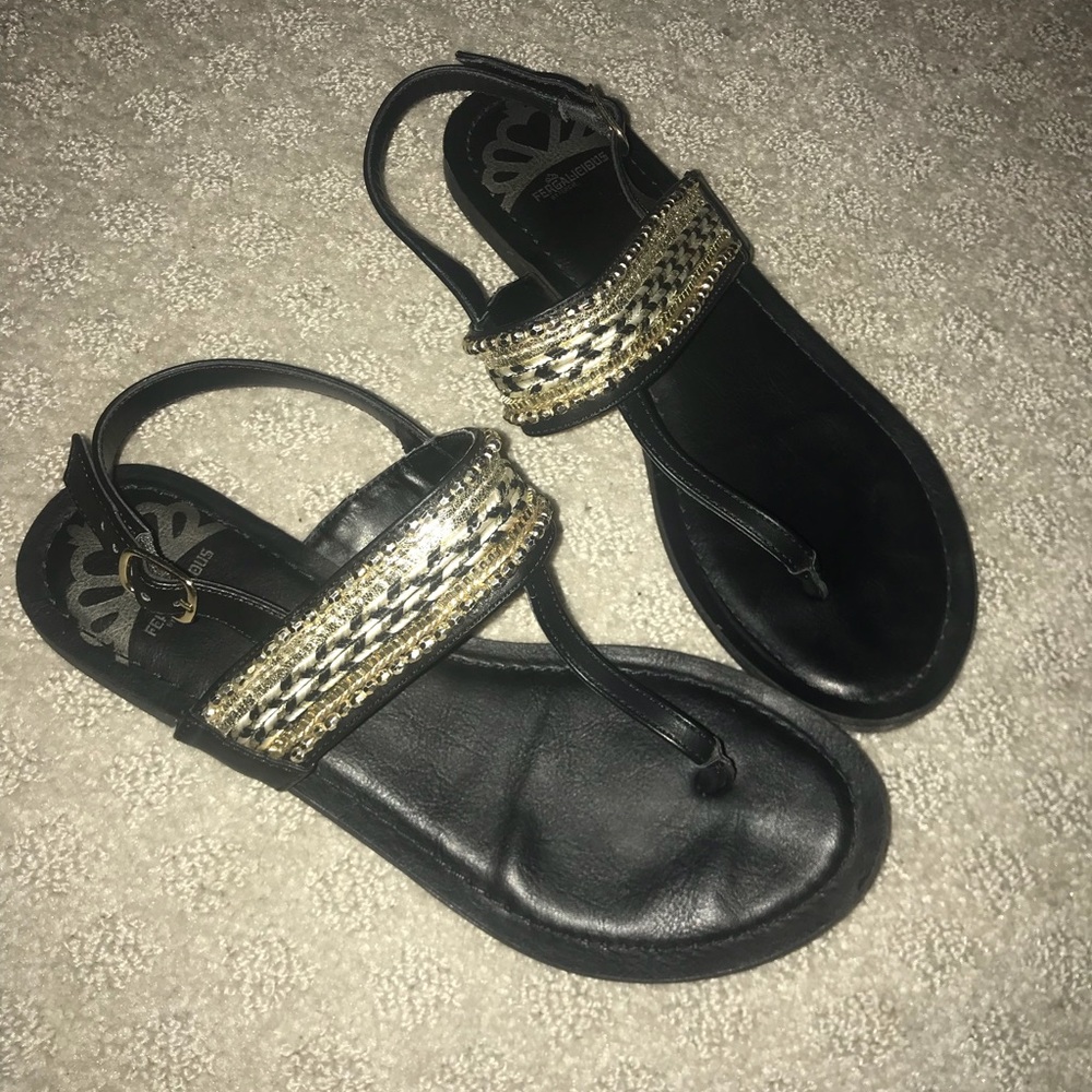 Fergalicious Black/beaded sandals